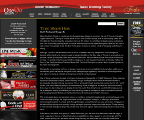 orangevillewinterfeast.com: One99 Restaurant Orangeville - a great Dining Experience
One99 Restaurant Orangeville on Broadway. Fine Dining in the Toronto Area or Caledon. Country Weddings with full Catering at Tralee Wedding Facility