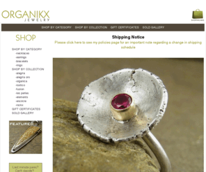 organikx.com: organikx. handmade sterling silver gemstone jewelry
Handmade artisan jewelry, hand forged earrings, lampwork bracelets, gemstone necklaces in gold  hammered sterling silver by canadian designer