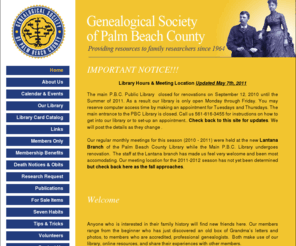 gensocofpbc.org: Gen. Soc. Palm Bch. Co. Welcome
Genealogical Society of Palm Beach County