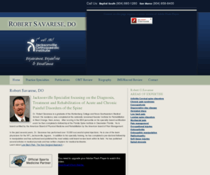 omtreview.net: Jacksonville Specialist focusing on the Diagnosis, Treatment and Rehabilitation of Acute and Chronic Painful Disorders of the Spine | Robert Savarese
Robert G. Savarese, D.O., is a graduate of Nova Southeastern University and Muhlenberg College. His residency was completed at the Kessler Institute for Rehabilitation. He is board certified by the American Academy of Physical Medicine and Rehabilitation and the American Board of Pain Medicine.