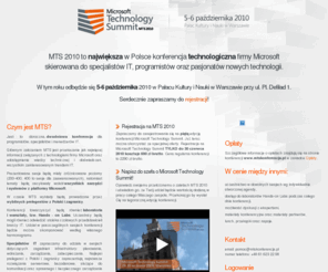konferencjamts.pl: Konferencja MTS - Microsoft Technology Summit
Konferencja Microsoft Technology Summit