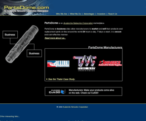 partsdome.com: PartsDome.com
PartsDome e-business sites allow manufacturers to market and sell their products and replacement parts on-line around the world 24 hours a day, 7 days a week, in a secure and cost-effective manner.