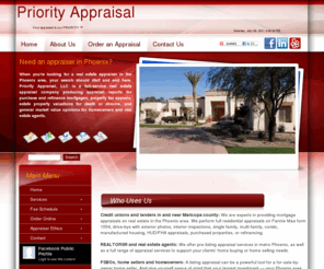 mexicanappraisals.com: Phoenix Certified Appraisal Experts - Your appraisal is our PRIORITY at 480.788.2488
A full-service residential real estate appraisal company with expertise in the Phoenix, Arizona market; producing credible home valuation services.