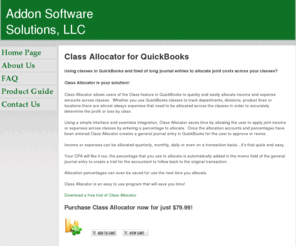 addonsoftwaresolutions.com: Class Allocator
Addon Software Solutions, LLC - Providing software solutions that integrate with QuickBooks.