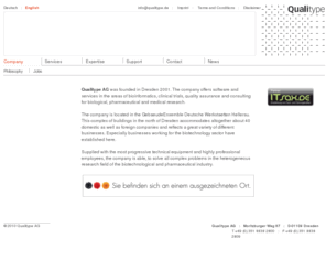 qualitype.de: Qualitype AG - Bioinformatics
Qualitype AG, applications and services in the fields of biological, pharmaceutical and medical research.