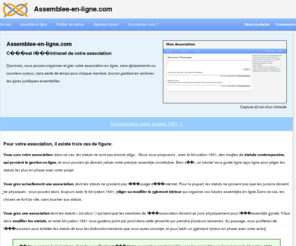 assemblee-en-ligne.com: Assemblee-en-ligne.com
aide et conseils pour l'accompagnement de projets et la creation d'associations regies par la loi de 1901. Fourniture de statuts prets a l'emploi et assistance en ligne pour les createurs d'associations