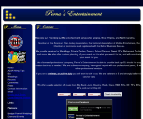 pernasentertainment.com: Roanoke DJ (Roanoke DJ)(Roanoke Disk Jockey)(Roanoke DJs)(Roanoke Wedding DJ)
Roanoke DJ, Mobile Disc Jockey Service for Virginia, Winston/Salem NC and other areas.