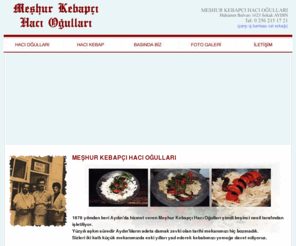 hacikebap.com: Meşhur Kebapçı Hacı Oğulları
1878 yılından beri Aydın'da hizmet veren Meşhur Kebapçı Hacı Oğulları şimdi beşinci nesil tarafından işletiliyor.