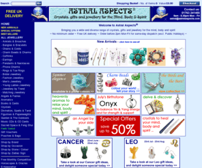 astral-aspects.co.uk: Astral Aspects Online New-Age Shop
Astral Aspects on-line New Age shop offering crystals, gifts and jewellery for the Mind, Body and Spirit - and free delivery on all UK orders