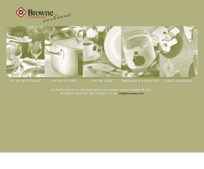 brownefoodservice.com: Browne
Designs, manufactures and distributes glassware, tabletop, kitchenware and smallware products - distributing products from many other companies including Arc glassware Emile Henry buffetware and Global Knives.