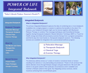 plsuccessservices.com: Power of Life Integrateed Bodywork - Today's Lifestyle Produces Tomorrow's Results!
Wellness services including massage and Myofascial Release therapies, exercise therapy, Yoga, and other bodywork modalities that support women, men, and children who desire healthy, fulfilling lifestyles.