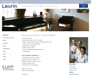 kiropraktorlaurin.nu: Kiropraktor Kliniken Laurin i Malmö
Välkommen till Kiropraktor Kliniken Laurin i Malmö. Vårdavtal med Region Skåne Frikort/Högkostnadskort.