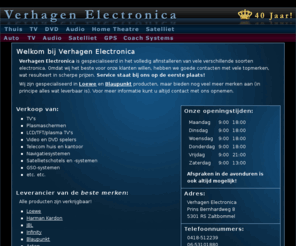 verhagen-electronica.com: Verhagen Electronica - Homepage
Verhagen Electronica, specialisten in audio en video voor thuis en in uw auto, waarbij service hoog in het vaandel staat.