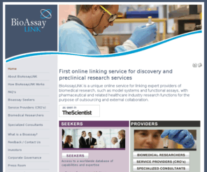 bioassaylink.com: BioAssayLINK - First online linking service for discovery and preclinical research services
First online linking service for discovery and preclinical research services