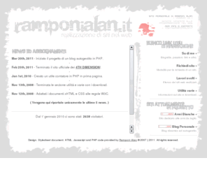 ramponialan.it: [ RAMPONIALAN.IT ] v. 1.0 © 2007 | 2011
Ramponi Alan, Ramponi, Alan, Creazione siti web.