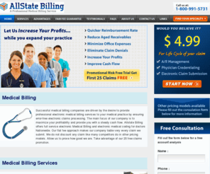 allstatebilling.com: MEDICAL BILLING Services - Electronic Medical Billing Companies
AllState Billing is an outsource Electronic Medical Billing company that offers a unique approach. We offer a flat fee and an error free guarantee. Call us 800-991-5731.