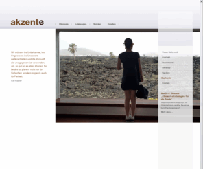 akzente-gmbh.net: akzente kommunikation und beratung gmbh, München | Startseite
akzente bietet Strategien, Text, Gestaltung, Internetlösungen für Nachhaltigkeitskommunikation und CSR-Management