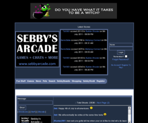 sebbyarcade.com: Sebby's Arcade
We offer an arcade containing a Virtual Pet site. Play flash games and score points. These points can be spent in various ways. FREE TO JOIN!