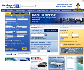 continentalairway.biz: Continental Airlines - Airline Tickets, Vacations Packages, Travel Deals, and Company Information on continental.com
Continental Airline Ticket Reservation, Find all current Continental flight information online, check flight status or book an online airline ticket reservation.