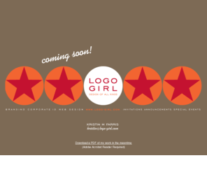 logo-girl.com: Logo Girl: Design of All Kinds
branding, corporate id, web design, invitations, announcements, special events, Kristin M. Farris, Kristin Farris, Logo Girl: design of all kinds