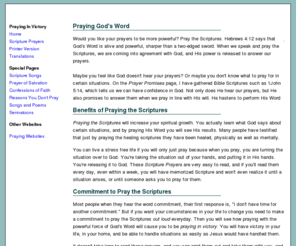 prayingscriptures.com: Praying the Scriptures - A Powerful Way to Pray
Praying the Scriptures, benefits of prayers being answered, spiritual growth and direction. What to pray for in certain situations. Praying in the will of God, powerful prayers that work, easy scriptures to learn