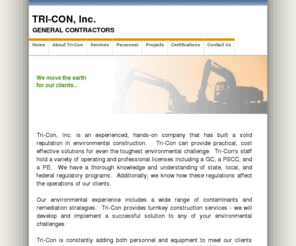 tri-coninc.com: LDA, DPT, and Construction Services:  Tri-Con
Tri-Con is a small woman-owned business providing large diameter auger rig services, direct push technology services, storage tank closure services, and conventional general contracting.