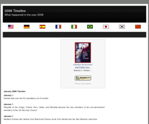 2006timeline.info: 2006 Timeline
Political and Sports events that happened in year 2006