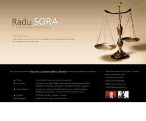 bucharest-lawyers.com: Romanian Lawyers - Radu Sora
Romanian Lawyers located in Bucharest. Romanian lawyer Radu Sora - corporate law firm, the best legal service for business in Romania.