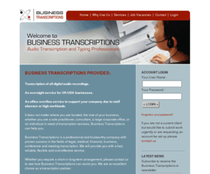 businesstype.com: Business Transcriptions provides:
Business Transcriptions - audio transcription and typing services