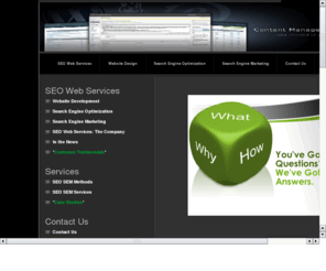 seo-webservice.com: SEO Web Services
SEO Web Services offers superior SEO and SEM Web Services for your company. Let us improve your web presence and increase your ROI!