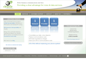 clearfly.net: Clearfly Communications
Clearfly Communications is specifically built to serve your small and medium sized business. From custom voice and internet packages to our specialized customer support center. We'll work closely with your business to address all of your communication needs.