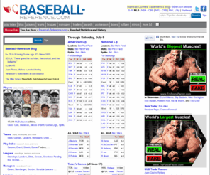 bbref.com: Baseball-Reference.com - Major League Baseball Statistics and History
Up-to-date Major and Minor League Statistics for each player, team, and league in baseball history.  Includes batting, pitching and fielding stats along with leaders, managers, links, books and award winners.