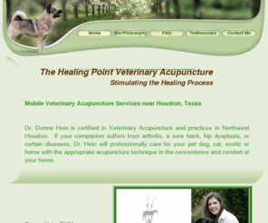 acu-vet.net: Home
Mobile Veterinary Acupuncture Service in Northwest Houston,  Acupuncture house calls for dogs, cats, horses, and exotics such as rabbits.