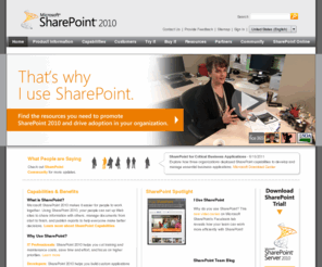 sharepoint.net: Collaboration Software for the Enterprise - SharePoint 2010
SharePoint collaboration software helps simplify business intelligence, content management, search, and sharing for intranet and internet sites.