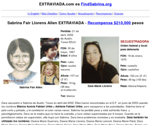 extraviada.com: Sabrina Allen EXTRAVIADA - Recompensa
