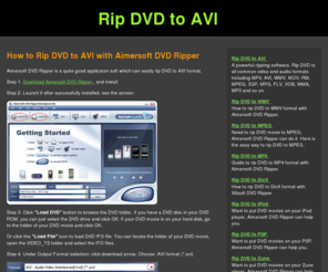 ripdvdtoavi.net: Rip DVD to AVI-How to rip dvd to avi with aimersoft DVD ripper
Aimersoft DVD Ripper is the best DVD ripping software which can quickly rip dvd to avi, free download supported.