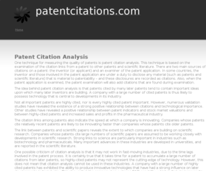 patentcitations.com: Patent Citation Analysis
Patent Citation Analysis is one way to infer the quality of patents