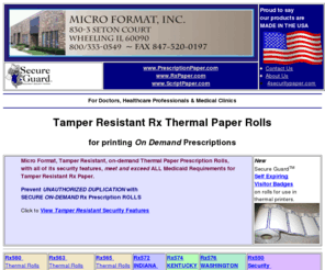 rxrolls.com: Thermal Rx Paper Rolls
Tamper Resistant on-demand Thermal Paper Prescription Rolls