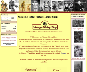 vintage-diving-shop.com: Herzlich Willkommen - Vintage Diving Shop
Verkauf und Handel mit alten Tauchutensilien aller Art,Vintage Postcard, Poster, old Catalog`s & Cigarretts-Pictures/Tobacco Card`s