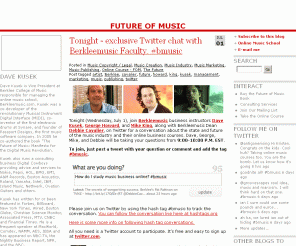 futureofmusicbook.com: Future of Music - music industry, music business, digital music and free music downloads
From free mp3 music on Kazaa, grokster, limewire, bit torrent, supreme court, ipod, podcast, to legal music downloads from iTunes, Napster and Rhapsody, a music industry and music business are destined to embrace digital music.
