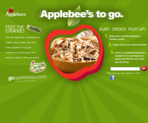 goapplebees.com: Applebee's To Go
Applebees take out with curbside to go menu. Find a location nearest you and order by phone or online.