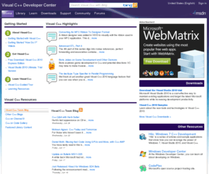 ms-visualc.com: Visual C++ Tutorials, Library, and More on MSDN
Microsoft Visual C++: Library, learning resources, downloads, support, and community. Evaluate and find out how to install, deploy, and maintain on Visual C++.