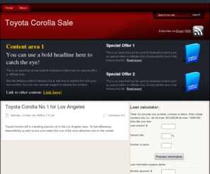 toyotacorollasale.com: Toyota Corolla Sale | Toyota Corolla | Toyota Los Angeles
Looking to buy a Toyota Corolla?  Fill out the form and someone will contact you.  We have a large network of dealers.  The process is fast and easy.  We do the leg work for you.