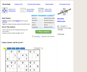 daily-sudoku.net: Daily Sudoku - Play sudoku online - Sun 10-Apr-2011
Free printable  sudoku puzzles and play daily sudoku online. 