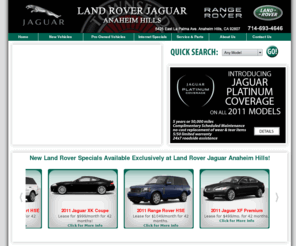 southerncalifornia-lr.com: LAND ROVER JAGUAR ANAHEIM HILLS - Orange County's Premier Dealership with Land Rover - Jaguar Leases and Used Land Rover - Jaguar and Certified Land Rover - Jaguar with Parts and Service in California.
Call for a Land Rover or Jaguar dealer quote 714-693-4646, no need to fill out a form on the internet. Affordable payments. Easy credit approval to buy or lease a new or pre-owned vehicle.  Orange County's Premiere Land Rover Jaguar dealership in Anaheim Hills.