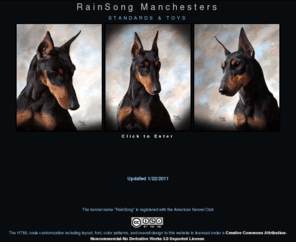 rainsongmanchesters.net: RainSong Manchesters
Rainsong Manchesters is a well respected Manchester Terrier Kennel. We breed only select litters, for health, conformation and the betterment of the breed. All puppies are hand raised with lots of love, come pre-spoiled, socialized and trained from the beginning.