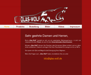 glaswolf.com: Home - www.glas-wolf.de
beim „Glas-Wolf“ handelt es sich um ein patentiertes Haushaltsgerät für den Endverbraucher. Damit können Sie Glasgefäße wie Flaschen, Marmeladengläser usw. sicher zerkleinern und entsorgen. Die kompak