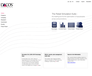 dacos.com: Dacos Software GmbH, Saarbruecken - more customers. more profit. - dacos-software
Dacos Software offers solutions for predictive analytics as well as price and assortment optimization in the food, near-food and non-food assortment.