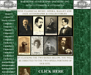 pianistautographs.com: Harmonie Autographs and Music, Inc. Composers, Conductors and Musicians
Home Page
Your source for authentic Classical Music and Opera Autographs, member of PADA. 