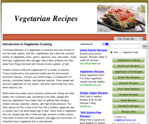 vegetarianrecipes.org.uk: Vegetarian recipes - great vegetarian food and easy to prepare vegetarian diets
Free online recipes for vegetarian food and vegetarian cooking